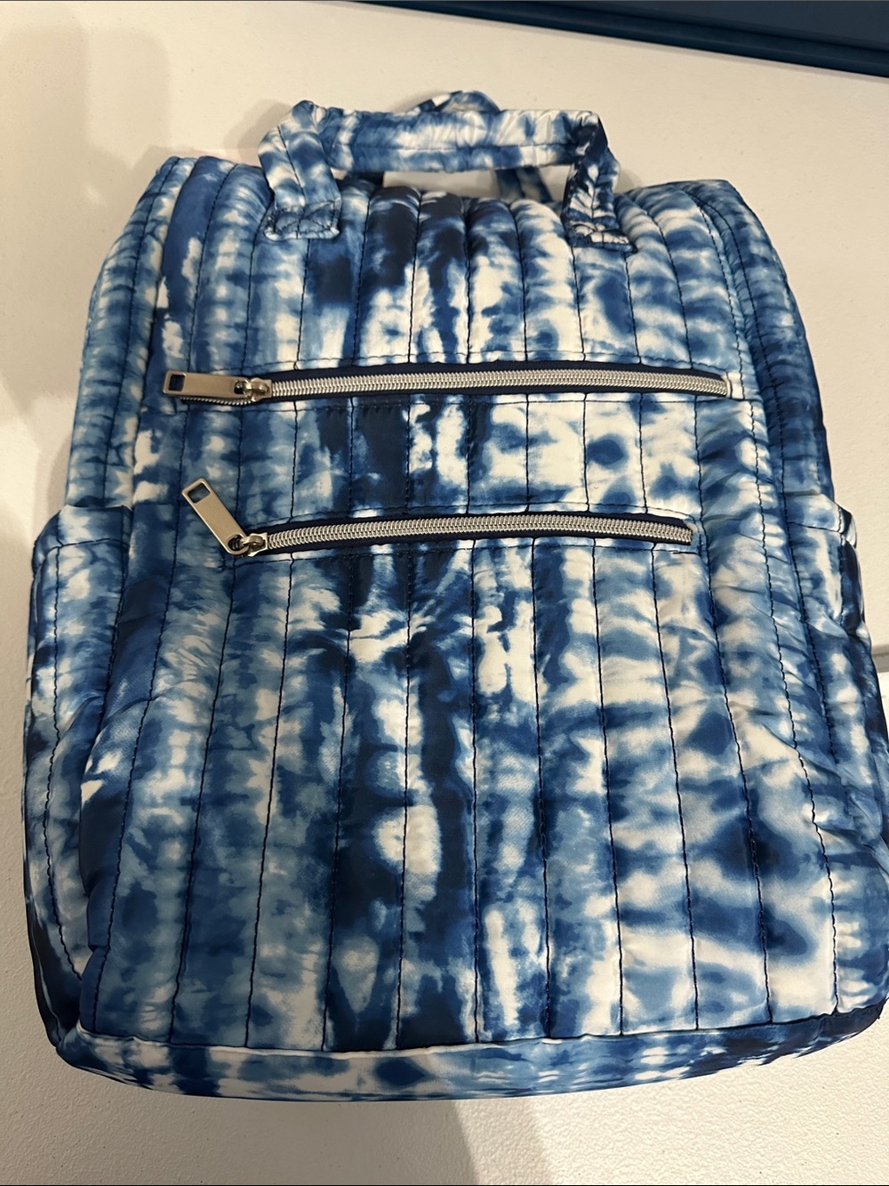 Time and Tru Blue Tie-Dye Quilted Backpack